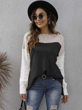 Color Block Round Neck Sweater - Trendsi - Flyclothing LLC