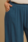 Umgee Full Size Linen Blend Elastic Waistband Wide Leg Pants Plus Size - Trendsi
