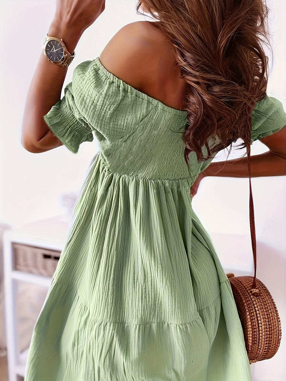 Full Size Ruffled Off-Shoulder Short Sleeve Dress - Trendsi - Flyclothing LLC