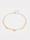 Stainless Steel White Mother-Of-Pearl Flower Necklace - Trendsi
