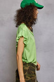 POL V-Neck Short Sleeve T-Shirt with Ruffle Sleeve - Trendsi - Flyclothing LLC