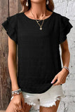 Round Neck Ruffled Layered Short Sleeve Blouse - Trendsi