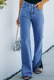 Side Slit Jeans with Pockets - Trendsi - Flyclothing LLC