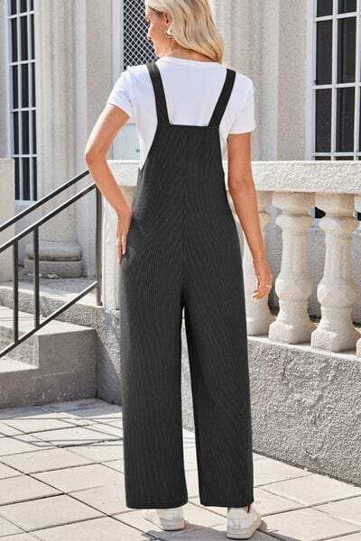Lovelet Square Neck Wide Strap Overalls with Pockets - Trendsi - Flyclothing LLC