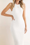 Slit Ribbed Round Neck Sleeveless Dress - Trendsi - Flyclothing LLC