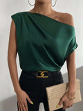 Ruched Single Shoulder Blouse - Trendsi - Flyclothing LLC