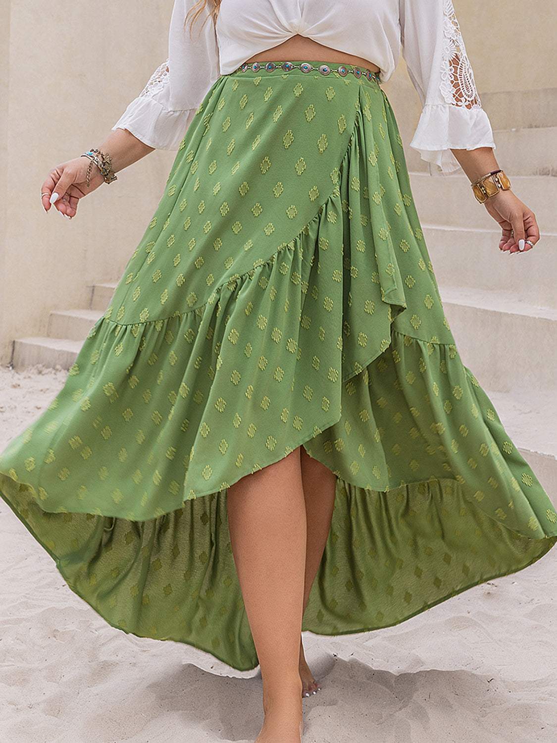 Plus Size High-Low Skirt - Trendsi - Flyclothing LLC