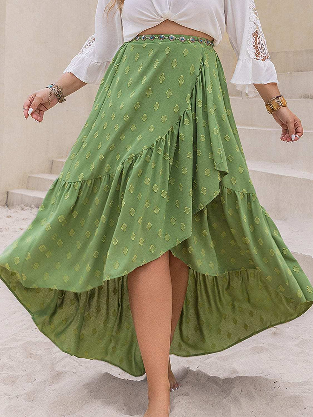 Plus Size High-Low Skirt - Trendsi - Flyclothing LLC