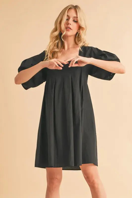 Aemi + Co Square Neck Babydoll Dress with Pockets - Trendsi - Flyclothing LLC