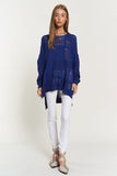 Davi & Dani Openwork Side Slit Drop Shoulder Knit Cover Up - Trendsi