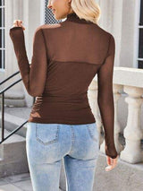 Lovelet Mock Neck Long Sleeve Top - Trendsi - Flyclothing LLC