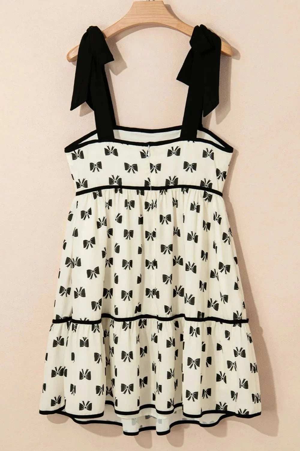 Bow Knot Color Contrast Trim Knotted Shoulder Mini Dress - Trendsi - Flyclothing LLC