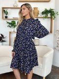 Double Take Full Size Printed Ruffle Hem Long Sleeve Tiered Dress - Trendsi - Flyclothing LLC