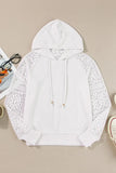 Drawstring Openwork Long Sleeve Hoodie - Trendsi