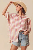 SO ME Multicolored Stripe Button Down Shirt - Trendsi