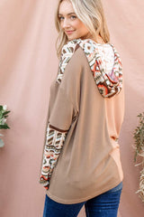 And The Why Printed Color Block Hooded Waffle Top - Trendsi - Flyclothing LLC