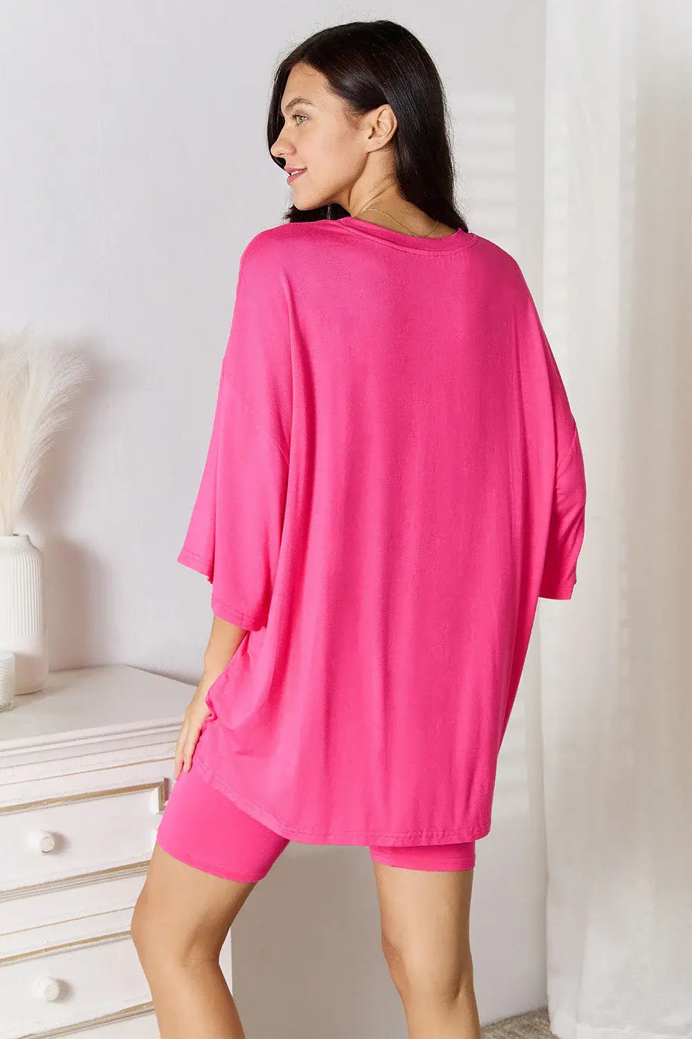 Basic Bae Full Size Soft Rayon Three-Quarter Sleeve Top and Shorts Set - ShopBasicbae - Flyclothing LLC