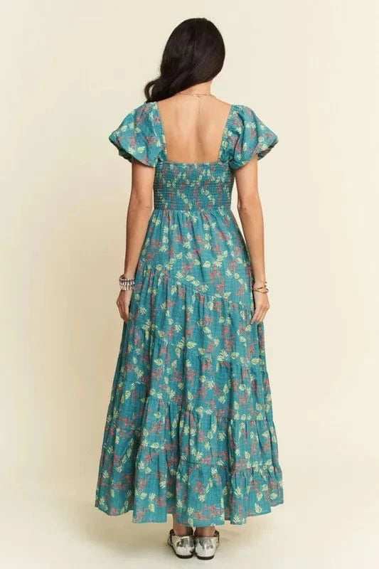 Davi & Dani Lightweight Sweetheart Neck Textured Tiered Maxi Dress - Trendsi - Flyclothing LLC