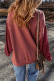 Contrast Round Neck Long Sleeve Sweatshirt - Trendsi - Flyclothing LLC