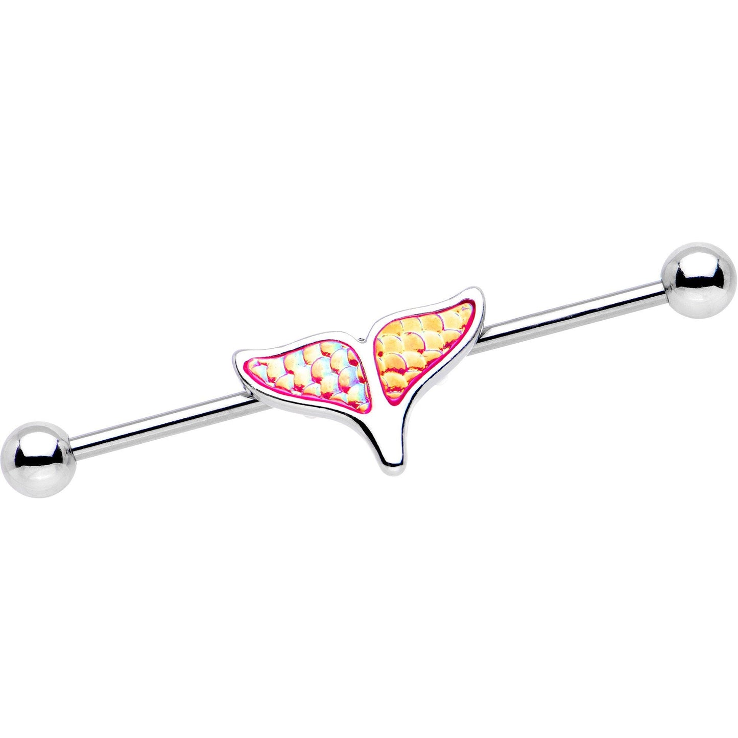 14G Pink Mermaid Scale Tail Industrial Barbell 38mm - BodyCandy - Flyclothing LLC