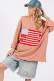 SAGE + FIG Full Size American Flag Patch Drop Shoulder T-Shirt - Trendsi