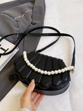 Shell-Shaped Pearl Decor Crossbody Bag - Trendsi - Flyclothing LLC