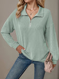 Double Take Striped Half Zip Long Sleeve T-Shirt - Trendsi - Flyclothing LLC