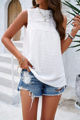 Swiss Dot Round Neck Tank - Trendsi - Flyclothing LLC