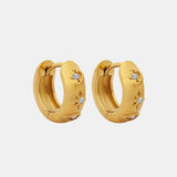 Zircon Titanium Steel Huggie Earrings - Flyclothing LLC