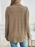 Textured Collared Neck Button Down Shacket - Trendsi