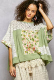 POL Floral Patchwork Lace Accent Blouse - Trendsi - Flyclothing LLC