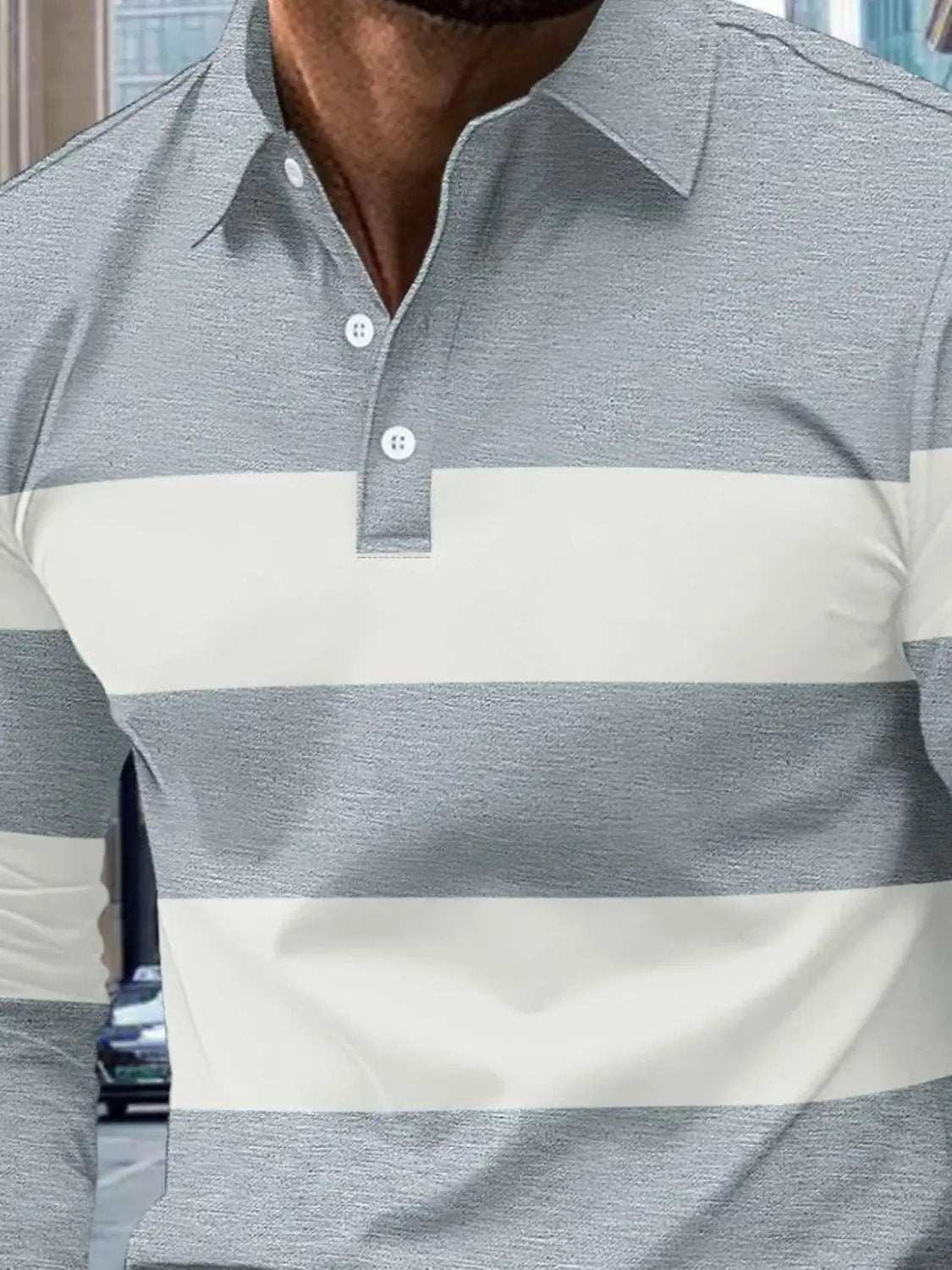 Men's Full Size Collared Contrast Striped Polo Plus Size - Trendsi - Flyclothing LLC