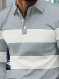 Men's Full Size Collared Contrast Striped Polo Plus Size - Trendsi