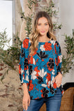 Sew In Love Full Size Printed Boat Neck Blouse - Trendsi