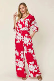 Double Take Full Size Printed Tie Back Wide Leg Jumpsuit - Trendsi - Flyclothing LLC
