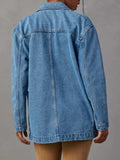 Pocketed Lapel Collar Long Sleeve Denim Jacket - Trendsi - Flyclothing LLC