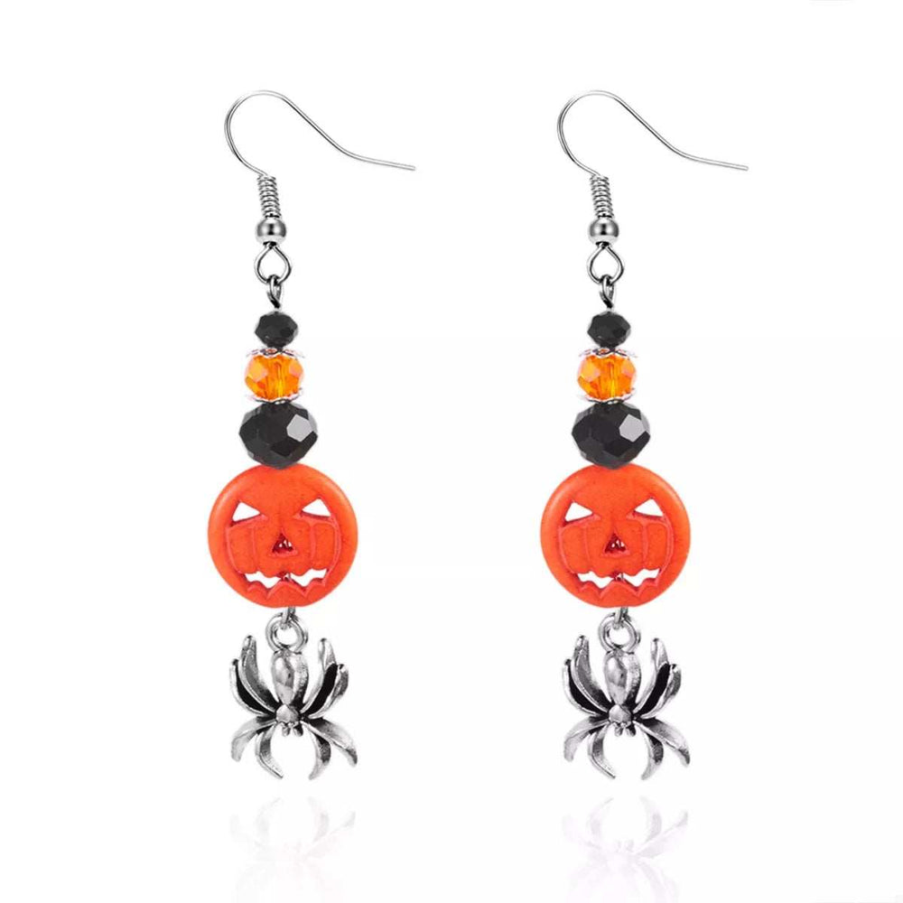 Halloween Spider Pumpkin Drop Earrings - Trendsi - Flyclothing LLC