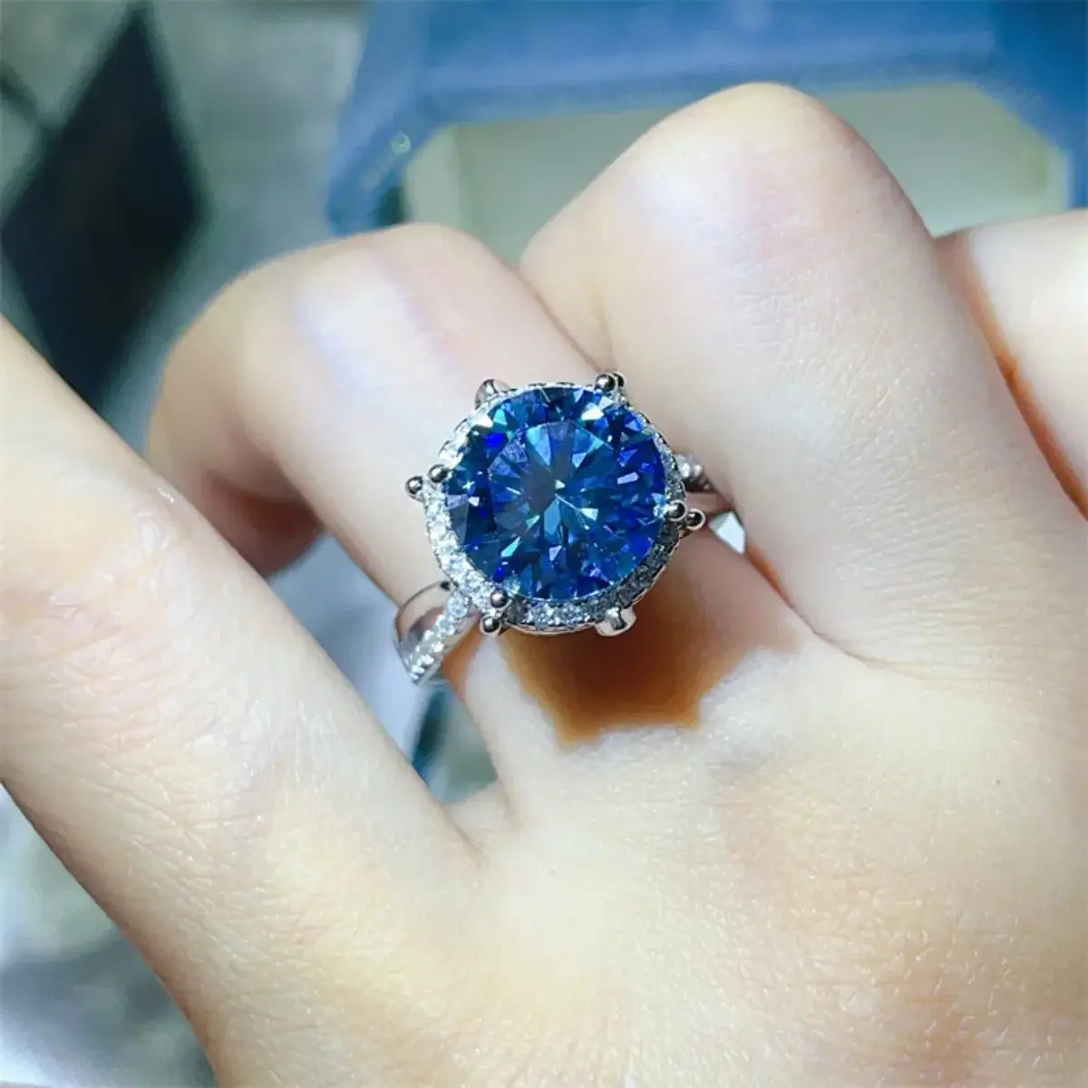5 Carat Moissanite Halo Engagement Ring - Trendsi - Flyclothing LLC