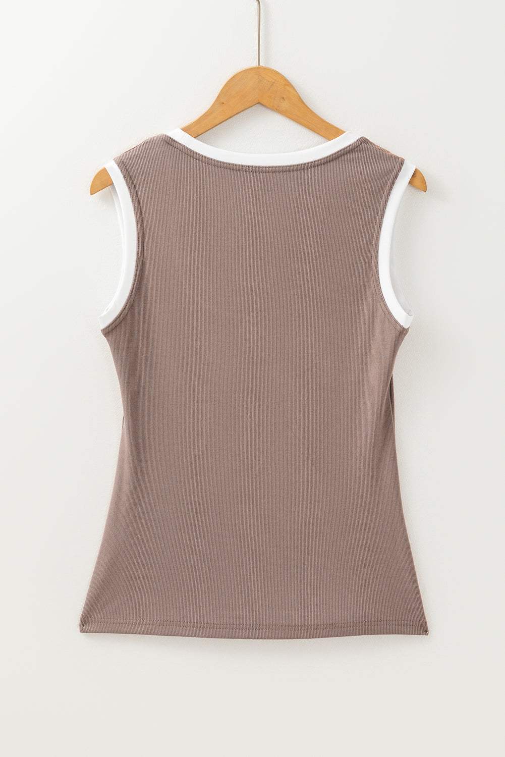 Contrast Edge Scoop Neck Wide Strap Knit Tank - Trendsi - Flyclothing LLC