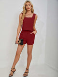 Square Neck Wide Strap Tank and Shorts Set - Trendsi - Flyclothing LLC