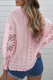 Openwork Round Neck Long Sleeve Sweater - Trendsi - Flyclothing LLC