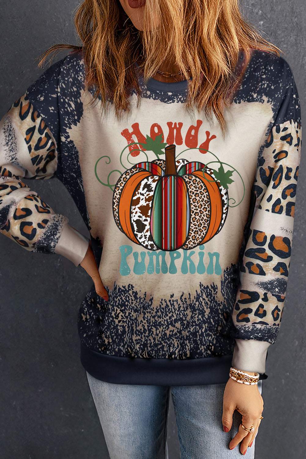 Pumpkin Graphic Long Sleeve Sweatshirt - Trendsi - Flyclothing LLC