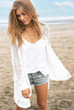 Openwork Side Slit Open Front Long Sleeve Cardigan - Trendsi - Flyclothing LLC