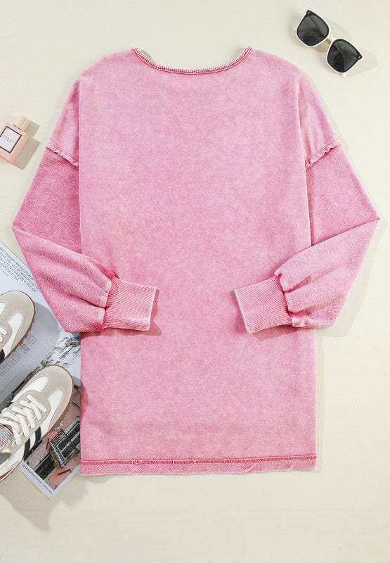 Exposed Seam Round Neck Long Sleeve Sweatshirt - Trendsi - Flyclothing LLC