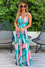 Crisscross Printed Surplice Cami Dress - Trendsi - Flyclothing LLC