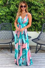 Crisscross Printed Surplice Cami Dress - Trendsi