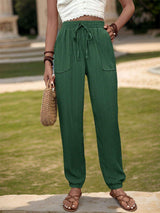 Textured High Waist Joggers - Trendsi - Flyclothing LLC