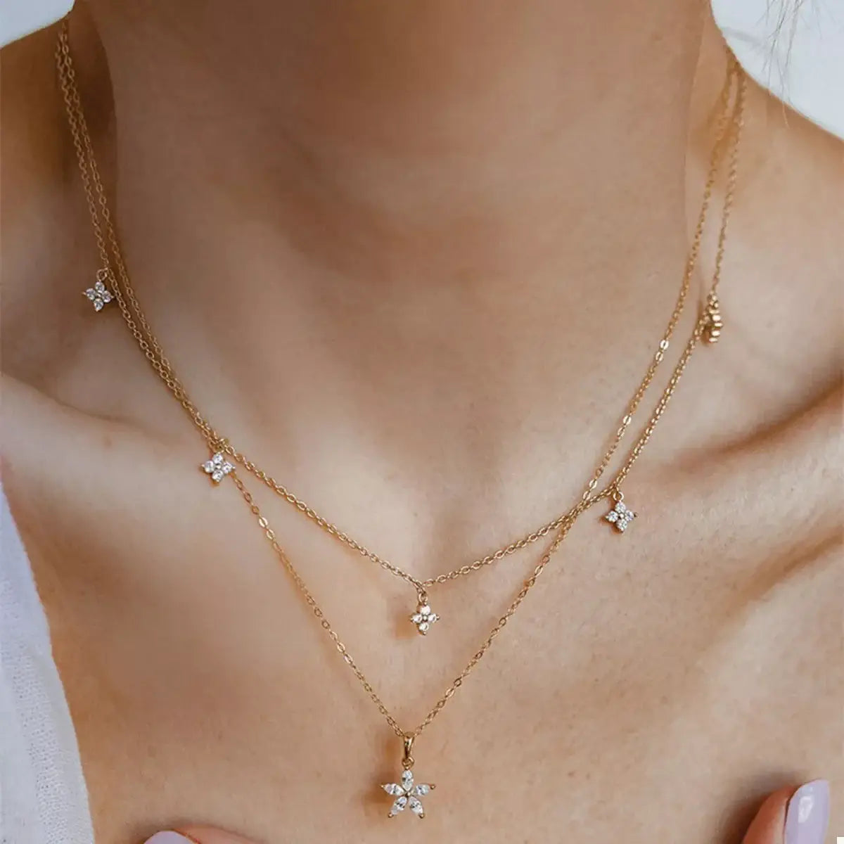 Double Layered Pendant Necklace - Trendsi - Flyclothing LLC