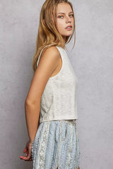 POL Textured Round Neck Cropped Tank - Trendsi - Flyclothing LLC