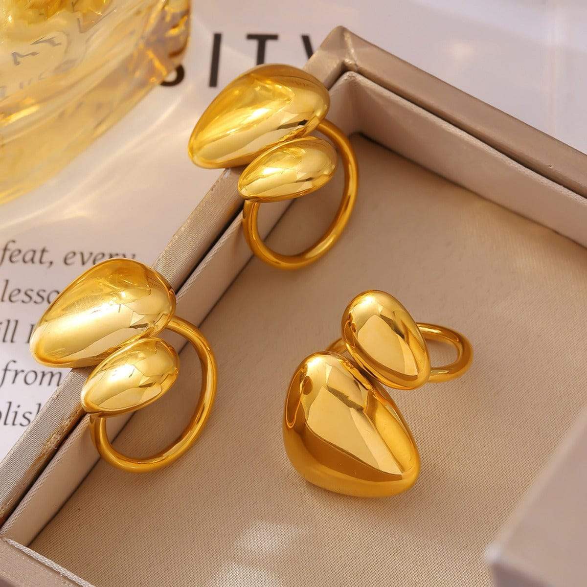 18K Gold-Plated Irregular Bypass Ring - Trendsi - Flyclothing LLC